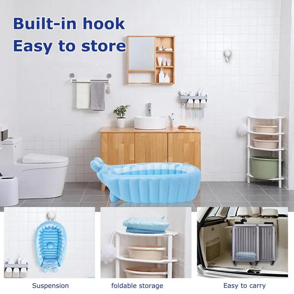 Kids Inflatable Bathtub Portable Newborn Toddler Bathing Tub With Air Pump Collapsible Shower Basin For Boys And Girls Home And