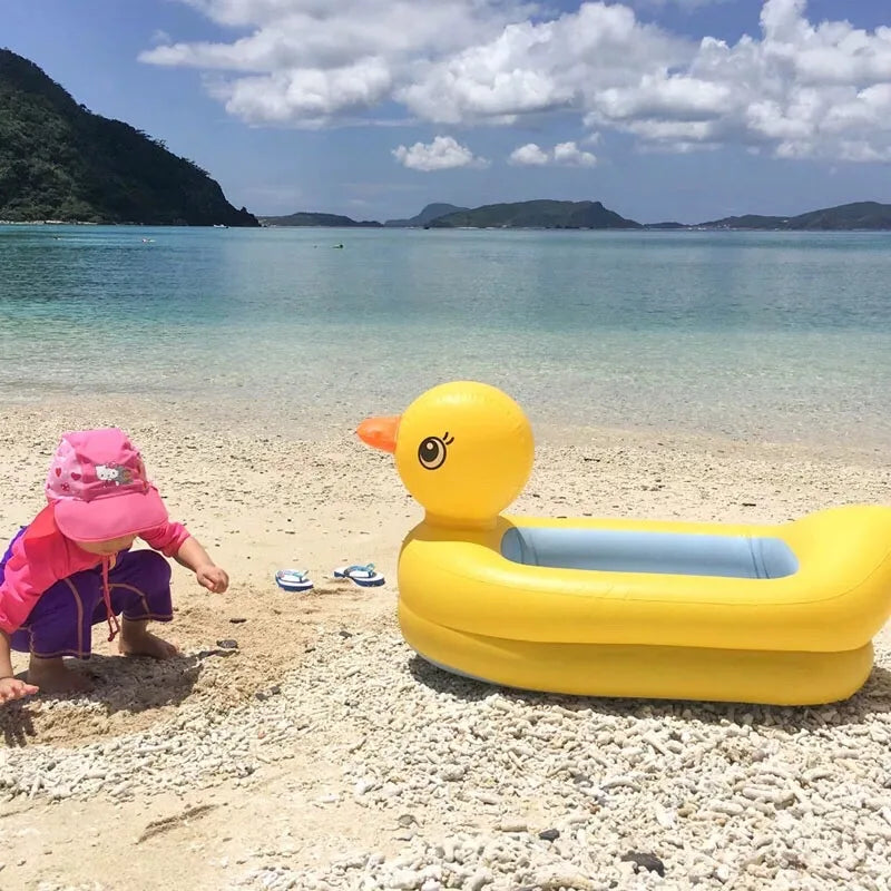 Baby Bath Tub 0-3 Years Old Inflatable Animal Bathtub Folding Bathtub Duck Bath Pool Accessories Tubs Summer Newborn Bathe Goods