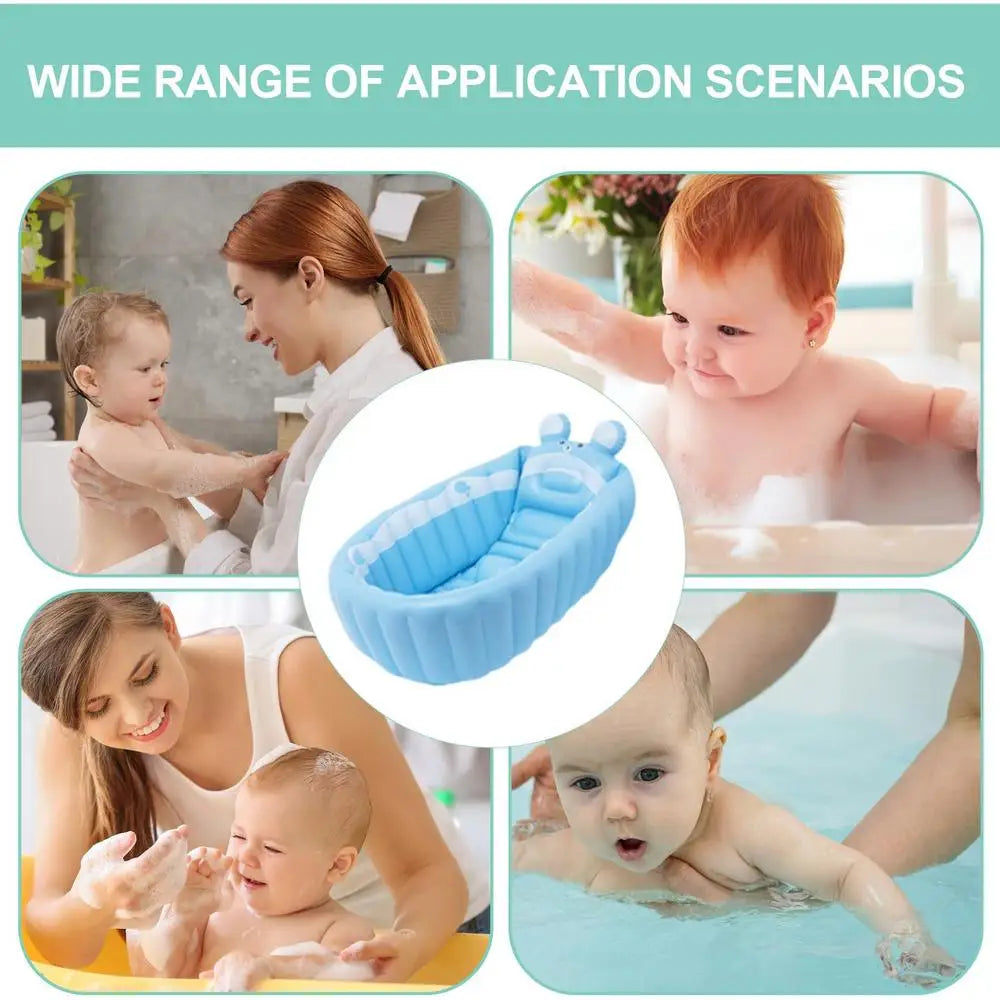 Kids Inflatable Bathtub Portable Newborn Toddler Bathing Tub With Air Pump Collapsible Shower Basin For Boys And Girls Home And
