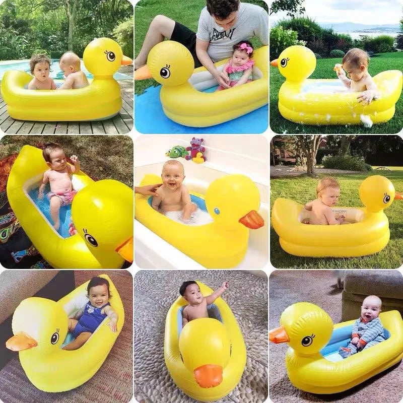Baby Bath Tub 0-3 Years Old Inflatable Animal Bathtub Folding Bathtub Duck Bath Pool Accessories Tubs Summer Newborn Bathe Goods