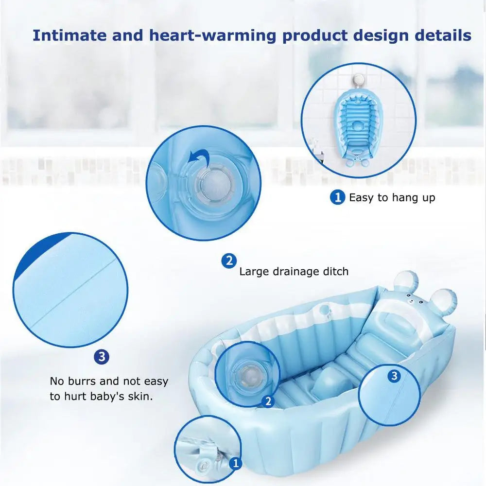 Kids Inflatable Bathtub Portable Newborn Toddler Bathing Tub With Air Pump Collapsible Shower Basin For Boys And Girls Home And