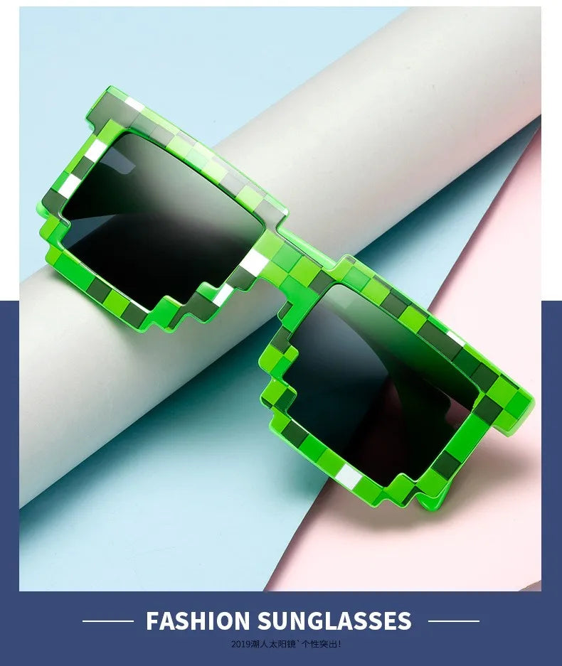 2021 New fashion Sun Glasses Hot Sale Sunglasses Creeper Glasses Novelty Mosaic Funny Goggles Boys Girls Pixel Eyewear