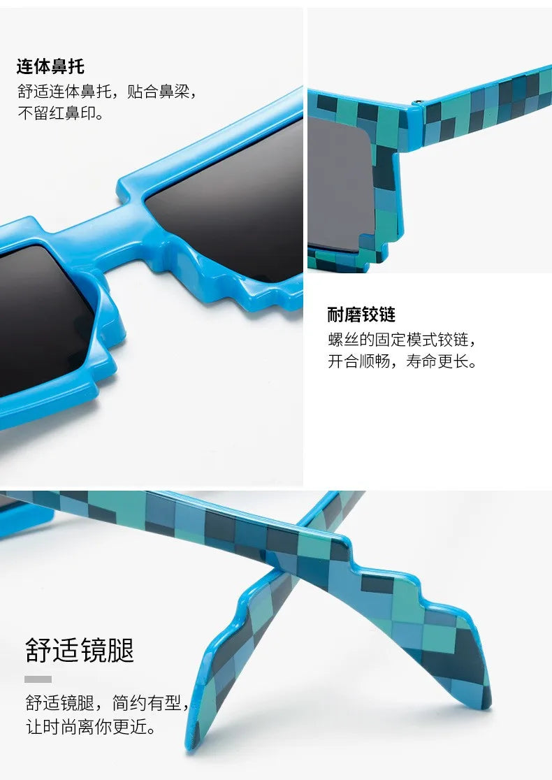 2021 New fashion Sun Glasses Hot Sale Sunglasses Creeper Glasses Novelty Mosaic Funny Goggles Boys Girls Pixel Eyewear